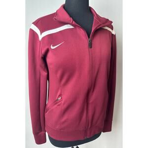 Nike Team Avenger Women's M Dri Fit Jacket Zip Up Thumb Holes Red Crimson Maroon